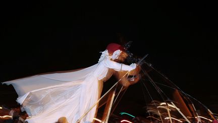 La Marianne de la dramaturge Ariane Mnouchkine, fondatrice du Th&eacute;&acirc;tre du Soleil, lors de la marche r&eacute;publicaine,&nbsp;place de la Nation &agrave; Paris, dimanche 11 janvier 2015. (JOEL SAGET / AFP)