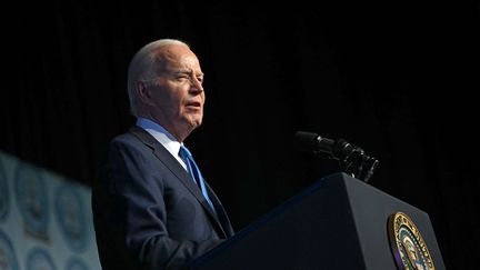 Le président américain Joe Biden à Détroit dans l'Etat du Michigan, le 19 mai 2024. (ANDREW CABALLERO-REYNOLDS / AFP)