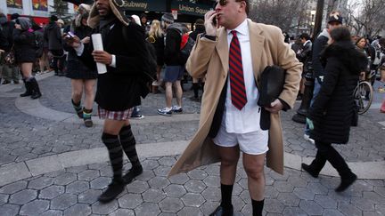 Participants &agrave; la journ&eacute;e &ldquo;No Pants Subway Ride" &agrave; New York, le 9 janvier 2011. (JESSICA RINALDI / REUTERS)