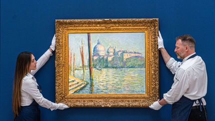 &nbsp;Claude Monet, Venice Le Grand Canal et Santa Maria della Salute, 1908, aux enchères Sotheby's Modern Evening, Londres, le 25 avril 2022.&nbsp; (AMER GHAZZAL/SHUTTERSTOCK/SIPA / SIPA)