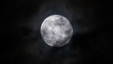 Une vue de la Lune depuis Eindhoven (Pays-Bas), le 20 février 2019.&nbsp; (NICOLAS ECONOMOU / NURPHOTO / AFP)