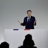 Emmanuel Macron, président de la République, lors d'une conférence de presse, à Paris, le 12 juin 2024. (STEPHANE DE SAKUTIN / AFP)