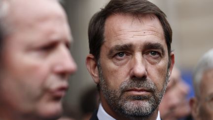 Christophe Castaner, le 3 octobre 2019 à Paris, juste après l'attaque de la préfecture de police, qui a fait 4 morts. (IAN LANGSDON / EPA)