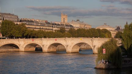 Un homme a sauté&nbsp;du haut du pont Neuf, dans le centre de Paris, dans la soirée du 21 juin 2017.&nbsp; (GILLES TARGAT / AFP)