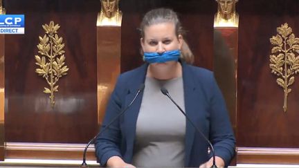 La député Mathilde Panot à la tribune de l'Assemblée nationale, le 4 juin 2019.
 (LCP)