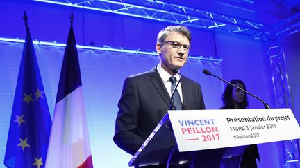 Vincent Peillon, candidat à la primaire de la gauche, présente son programme, le 3 juillet 2017, à Paris. (BERTRAND GUAY / AFP)