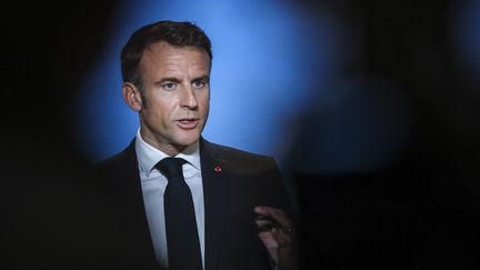 Emmanuel Macron à Bruxelles (Belgique), le 27 octobre 2023. (NICOLAS ECONOMOU / NURPHOTO / AFP)