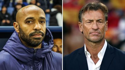 Les sélectionneurs des équipes de France olympiques de football, Thierry Henry et Hervé Renard. (MAXPPP / AFP)