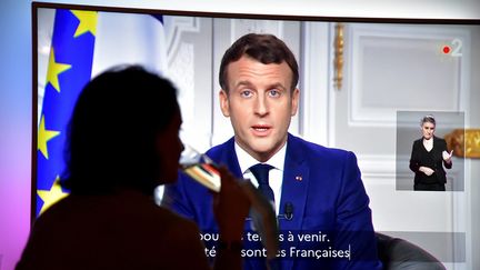 Emmanuel Macron lors de la présentation de ses&nbsp;voeux 2021 (Photo d'illustration).&nbsp; (MAXPPP / Cédric MERAVILLES)