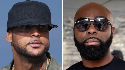 A gauche, Booba et à droite, Kaaris.&nbsp; (DOMINIQUE FAGET / AFP)