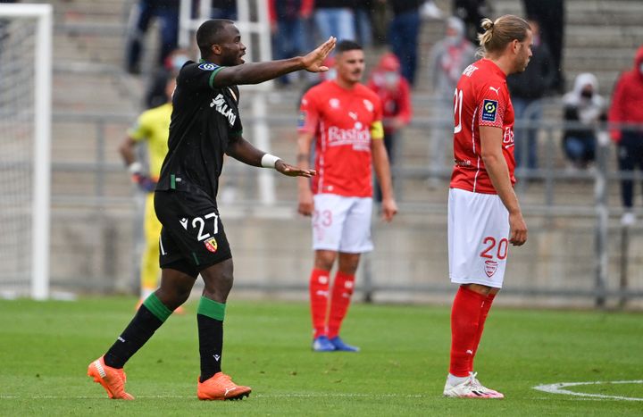 Ganago, à nouveau buteur contre Nîmes, est sorti sur blessure dimanche (PASCAL GUYOT / AFP)