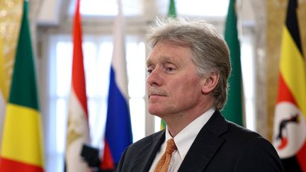 Dmitri Peskov, the Kremlin spokesman, on June 17, 2023 at the Constantine Palace in Strelna (Russia).  (RIA NOVOSTI / AFP PHOTO)