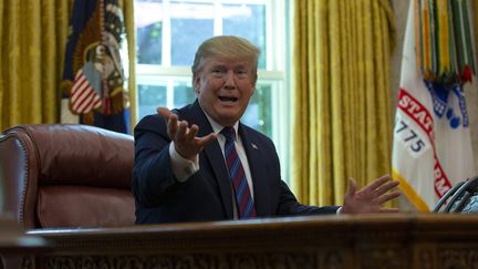 Donald Trump à la Maison Blanche, à Washington. (STEFANI REYNOLDS / CONSOLIDATED NEWS PHOTOS / AFP)