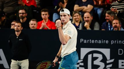 Ugo Humbert, lors de l'Open 13 de Marseille, le 10 février dernier. (CLEMENT MAHOUDEAU / AFP)