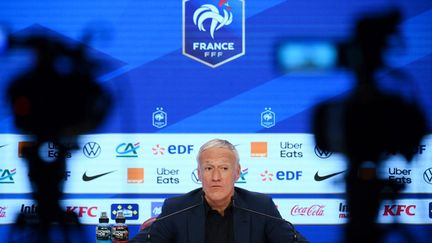 Didier Deschamps le 16 mars 2023, au siège de la FFF à Paris. (FRANCK FIFE / AFP)