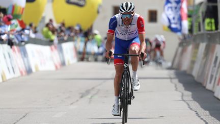 Thibaut Pinot lors de la quatrième étape du Tour des Alpes, à Grossglockner (Autriche), le 21 avril 2022. (PIERRE TEYSSOT / MAXPPP)