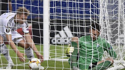 Alexander Soderlund, ici sous le maillot de Rosenborg, venant de marquer un but devant la Lazio Rome  (MAURIZIO BRAMBATTI / ANSA)