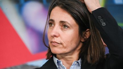 La secrétaire générale de la CGT, Sophie Binet, le 17 avril 2024. (SEBASTIEN SALOM-GOMIS / AFP)