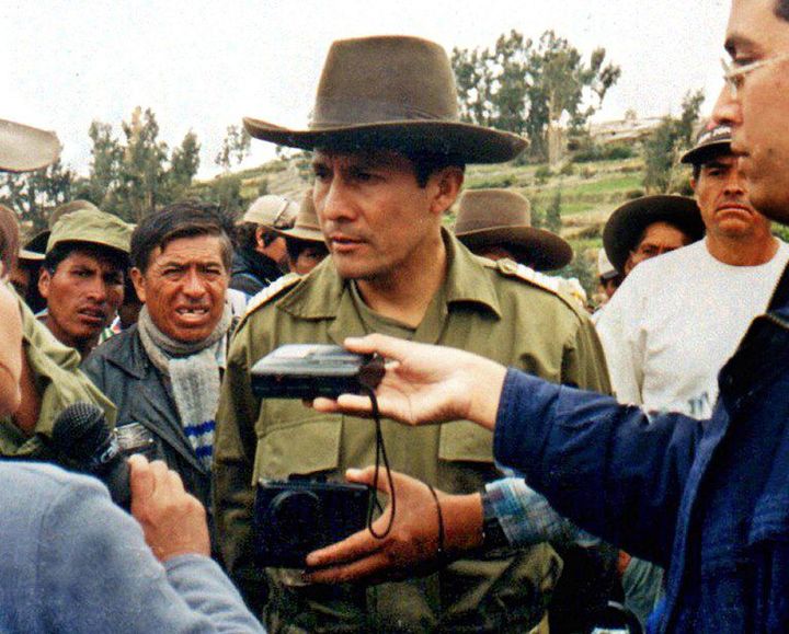 Le président Ollanta Humala en 2000, lors du soulèvement militaire contre le gouvernement d'Alberto Fujimori. (STR / AFP)