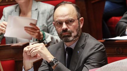 Le Premier ministre Edouard Philippe sur le banc du gouvernement à l'Assemblée nationale à Paris, le 25 février 2020. (LUDOVIC MARIN / AFP)