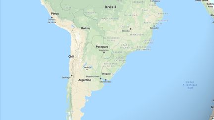 L'Argentine, le Chili, le Paraguay et l'Uruguay vont se regrouper dans une candidature commune pour organiser la Coupe du monde 2030. (GOOGLE MAPS / FRANCEINO)