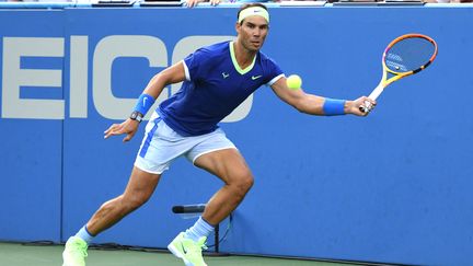 L'Espagnol Rafael Nadal lors du tournoi de Washington, le 5 août 2021. (MITCHELL LAYTON / GETTY IMAGES NORTH AMERICA / AFP)