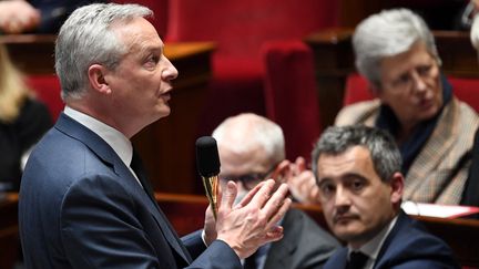 Le ministre de l'Economie, Bruno Le Maire, à l'Assemblée nationale, le 14 février 2023. (BERTRAND GUAY / AFP)