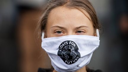 L'activiste Greta Thunberg participe à une manifestation devant le Parlement suédois, le 25 septembre 2020. (JONATHAN NACKSTRAND / AFP)