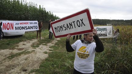 Un militant anti-OGM, le 12 octobre 2013, &agrave; Monbequi (Tarn-et-Garonne). (PASCAL PAVANI / AFP)