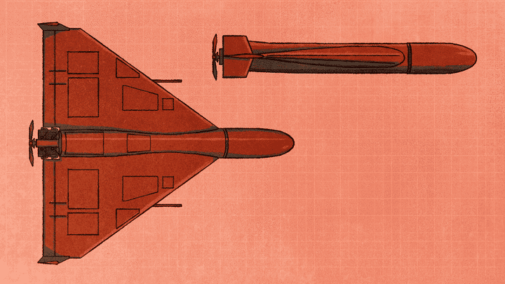 Le drone iranien Shahed 136 a une portée de 250 kilomètres. (HELOÏSE KROB / FRANCEINFO)