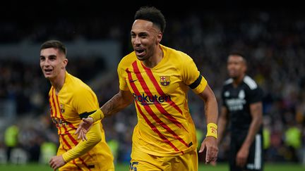 Pierre-Emerick Aubameyang lors de la victoire du FC Barcelone face au Real Madrid, le 20 mars 2022. (PABLO MORANO / XINHUA)