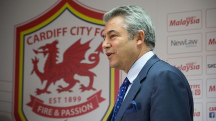 Mehmet Dalman, président du club de Cardiff City, lors d'une conférence de presse à Cardiff (Royaume-Uni), le 9 janvier 2015. (HUW EVANS / REX / SIPA)