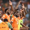 Players of the Ivory Coast team celebrate their victory in the CAN semi-final against the Democratic Republic of Congo on February 7, 2024 in Abidjan.  (FRANCK FIFE / AFP)