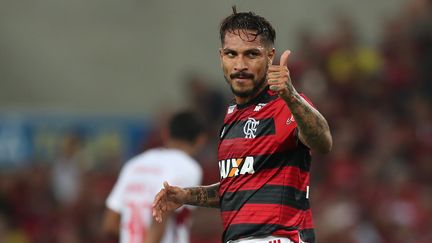 Paolo Guerrero lors d'un match de championnat avec son club brésilien de Flamengo, le 6 mai 2018 à Rio. (MARCELO SAYAO / EFE)