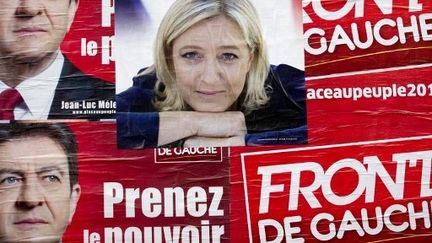 Marine Le Pen et Jean-Luc Mélenchon à égalité sur les murs (Joel Saget / AFP)