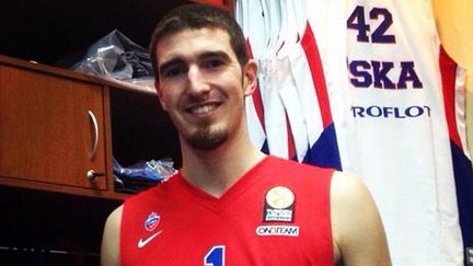 Nando De Colo lors du "media day" de son nouveau club, le CSKA Moscou