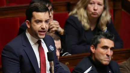 Le député du Rassemblement national Jean-Philippe Tanguy, le 7 novembre 2023 à l'Assemblée nationale, à Paris. (THOMAS SAMSON / AFP)