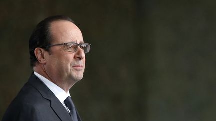 Fran&ccedil;ois Hollande donne un discours, le 19 f&eacute;vrier 2015, &agrave; la base a&eacute;rienne d'Istres-Le Tub&eacute; (Bouches-du-Rh&ocirc;ne).&nbsp; (GUILLAUME HORCAJUELO / AFP)