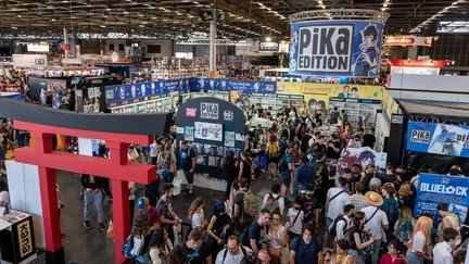 Photo montrant une vue d'ensemble de l'édition 2022 de la Japan Expo, le 17 juillet 2022, à Villepinte. (STEPHANE MOUCHMOUCHE / HANS LUCAS / AFP)