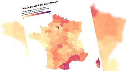 Le taux de pauvreté varie grandement d'un département à un autre. (CAPTURE D'ECRAN / FRANCEINFO)