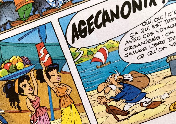 Agecanonix, doyen et toujours vert, est en pleine forme pour les Jeux olympiques. (EDITIONS ALBERT RENE / GOSCINNY / UDERZO)