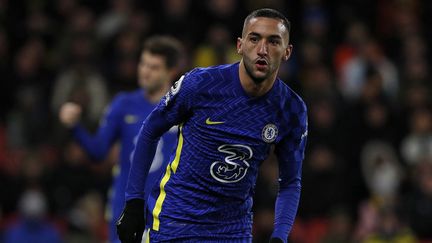 L'international marocain Hakim Ziyech lors du match entre Watford et Chelsea le 1er décembre 2021. (ADRIAN DENNIS / AFP)