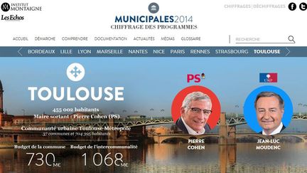 Capture d'&eacute;cran du site internet de l'Institut Montaigne sur les &eacute;lections municipales 2014. (INSTITUT MONTAIGNE)