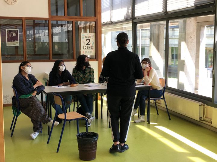 Préparation au grand oral du bac 2021 au lycée de Goussainville (Val-d'Oise), en juin 2021. (ALEXIS MOREL / RADIO FRANCE)