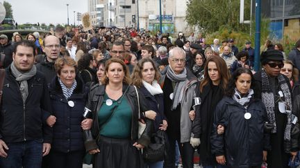 Une marche en hommage à Christine Renon, à Pantin, le 5 octobre 2019. (GEOFFROY VAN DER HASSELT / AFP)