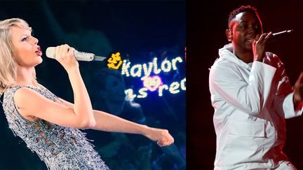 Taylor Swift et Kendrick Lamar
 (Ding zhenjie / Imaginechina et FREDERIC J. BROWN / AFP)