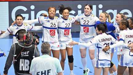 Les handballeuses françaises ont battu la Hongrie, lors du dernier match du tour principal à l'Euro de handball, le 10 décembre 2024, à Debrecen (Hongrie). (Attila KISBENEDEK / AFP)