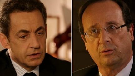 Nicolas Sarkozy et Fran&ccedil;ois Hollande, le 29 avril 2012 sur France 2. (FTVI / FRANCE 2)