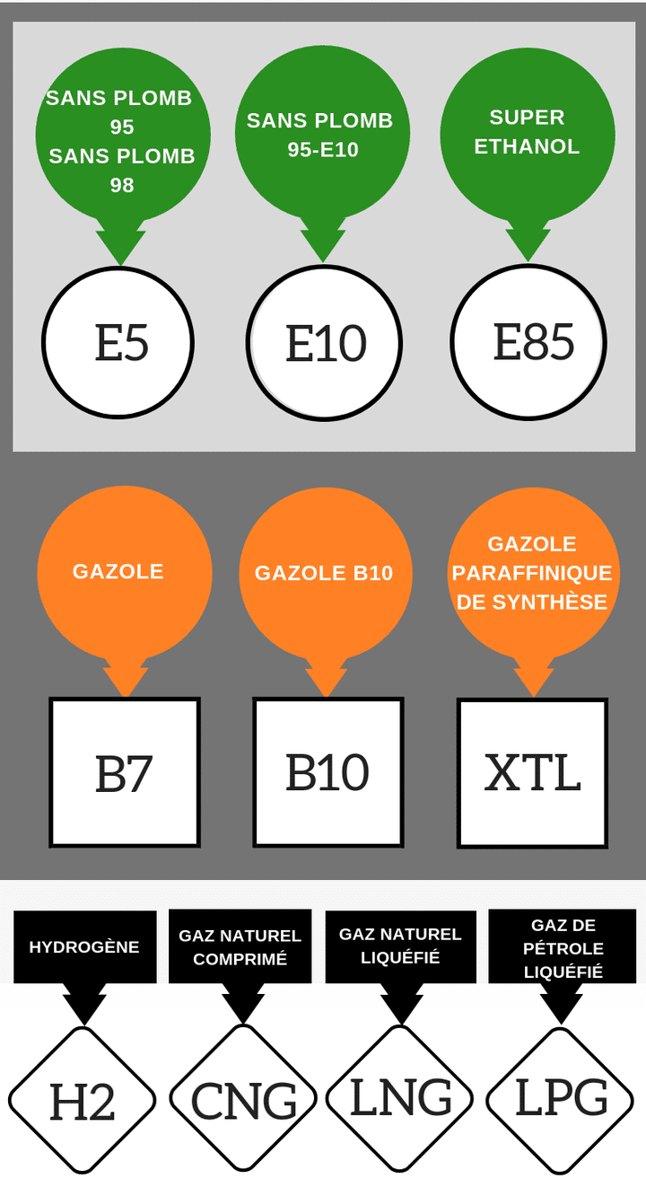 La nouvelle signalétique des carburants, qui entre en vigueur le 12 octobre 2018 en Europe. (DGCCRF)