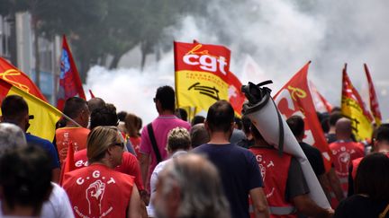 Manifestation de cheminots à Marseille (Bouches-du-Rhône), le 28 mai 2018.&nbsp; (GERARD BOTTINO / CROWDSPARK / AFP)